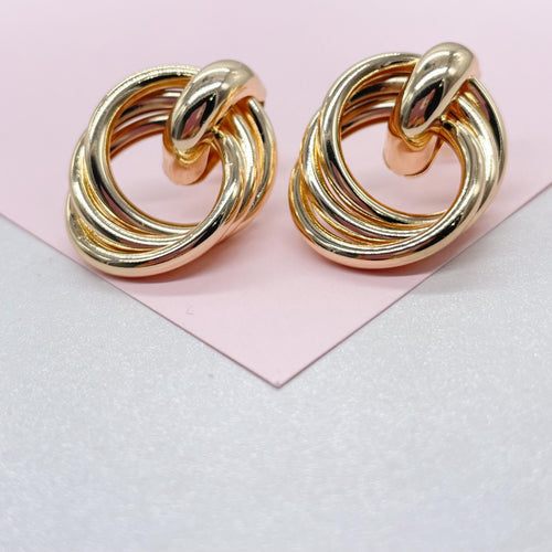 18k Gold Filled Dual Oval Smooth Solid Layered Earrings