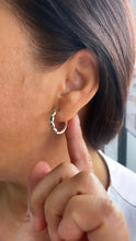 Load image into Gallery viewer, 18k Gold Filled Huggie Hoop With Colorful Marquise cut Stones and CZ Pave
