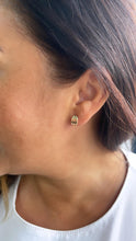Load image into Gallery viewer, 18k Gold Filled Open Smooth Tiny 3 Rowwed Earring Stud
