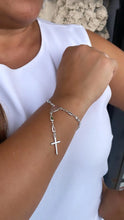 Load image into Gallery viewer, Silver Filled Small Baguette-Cut Colorful Rosary Bracelet, Multicolor with Virgin and Cross Medal
