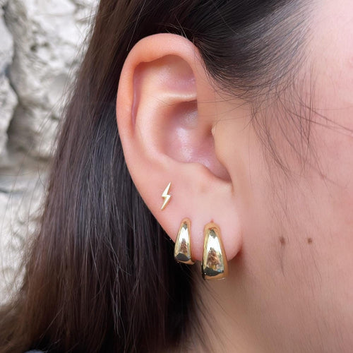 18k Gold Filled 6mm Small Smooth Tear Drop Shaped Edged Plain Hoop Earrings Wholesale Jewelry Supplies, Available in Two Sizes