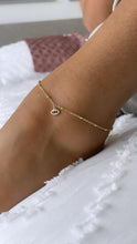 Load image into Gallery viewer, 18k Gold Filled Dainty Satellite Anklet featuring Blue Evil Eye Charm, Protection Jewelry
