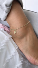 Load image into Gallery viewer, 18k Gold Filled Dainty Satellite Anklet featuring Blue Evil Eye Hamsa Charm, Protection Jewelry
