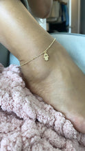 Load image into Gallery viewer, 18k Gold Filled Dainty Satellite Anklet featuring Blue Evil Eye Hamsa Charm, Protection Jewelry
