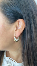 Load image into Gallery viewer, 18k Gold filled Smooth Hoop Earrings With Inner Pearls Attached
