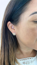 Load image into Gallery viewer, 18k Gold Filled Sunburst Pearl Earring Crowned with CZ
