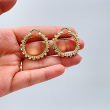 Load image into Gallery viewer, 18K GoldFilled Two Row Cuban Link Hoop Earrings With CZ Row
