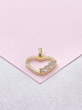 Load image into Gallery viewer, 18k Gold Filled Smooth Heart Pendant With Round CZ Stones on Edge
