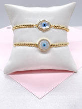 Load image into Gallery viewer, 18k Gold Filled Beaded Blue Eye Adjustable bracelet
