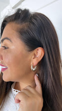 Load image into Gallery viewer, 18k Gold filled Smooth Hoop Earrings With Inner Pearls Attached
