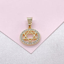 Load image into Gallery viewer, 18k Gold Filled Star of David Pendant Crowned with CZ Stones
