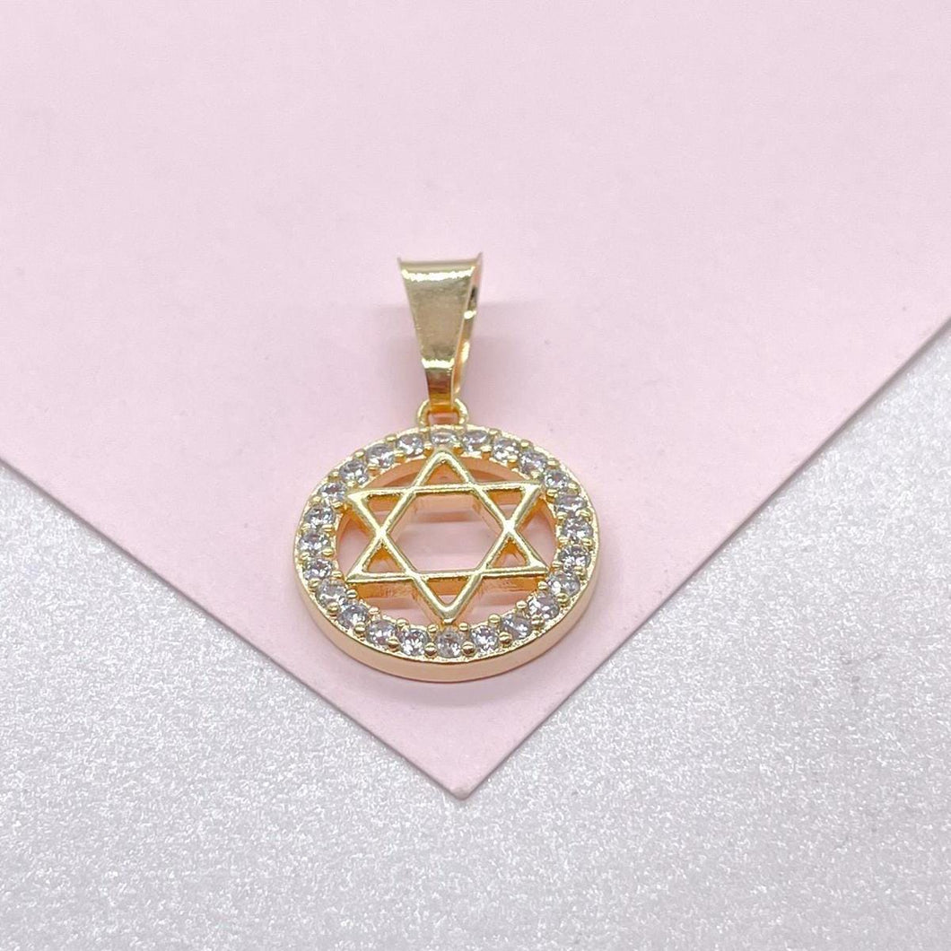 18k Gold Filled Star of David Pendant Crowned with CZ Stones