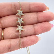 Load image into Gallery viewer, 18k Gold Filled 3 Pave Star Adjustable Bracelet
