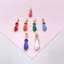 Load image into Gallery viewer, 18k Gold Filled Figa Charm: Colorful Hand Pendant, Jewelry Making (15mm)
