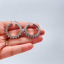 Load image into Gallery viewer, 18K GoldFilled Two Row Cuban Link Hoop Earrings With CZ Row
