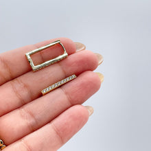 Load image into Gallery viewer, 18k Gold Filled Minimalist Rectangle CZ Pave Hoop Earring
