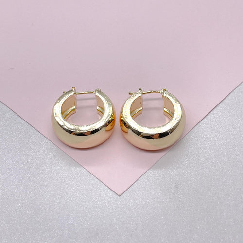 18k Gold Filled Smooth Extra Wide Sharp-Edged Hoop Earring