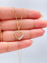 Load image into Gallery viewer, 18k Gold Filled Smooth Heart Pendant With Round CZ Stones on Edge
