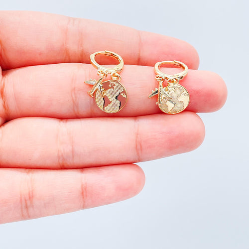 18k Gold Filled World Map Medallion Set