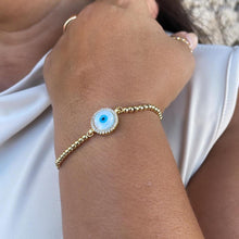 Load image into Gallery viewer, 18k Gold Filled Beaded Blue Eye Adjustable bracelet
