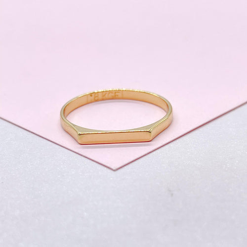 18k Gold Filled Plain Dainty Minimalist Tiny Signet plaque Ring