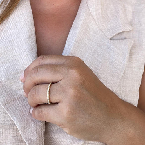 18k Gold Filled Eternity CZ Pave Cubic Zirconia Dainty Ring Stackable Gold CZ Band