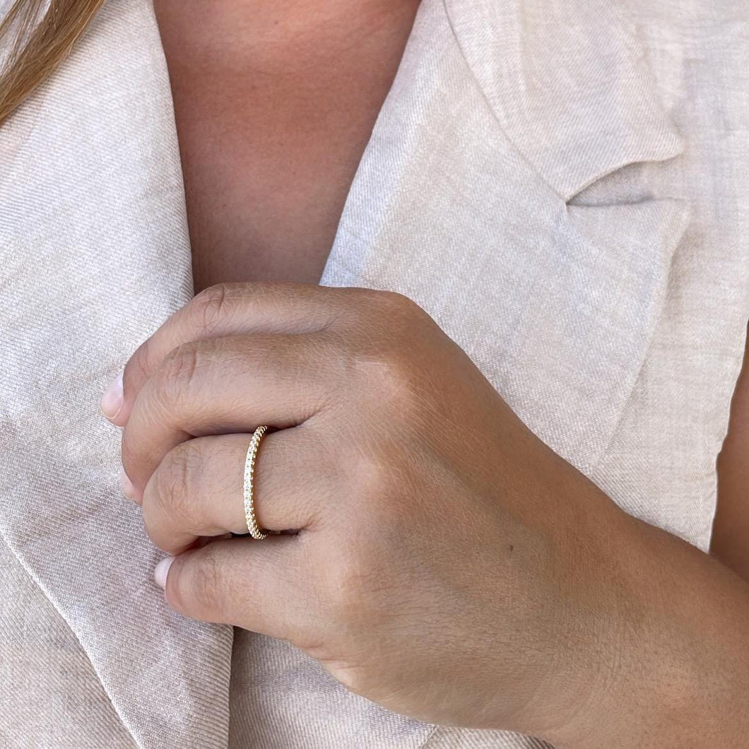 18k Gold Filled Eternity CZ Pave Cubic Zirconia Dainty Ring Stackable Gold CZ Band