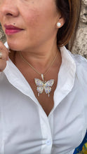 Load image into Gallery viewer, 18k Gold Filled Colorful CZ Pave Extra-Large Butterfly Pendant
