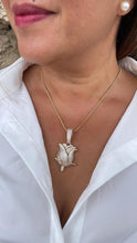 Load image into Gallery viewer, 18k Gold Filled Large White CZ Pave Rose Pendant
