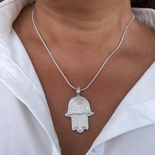 Load image into Gallery viewer, 18k Gold Filled Micro Pavê Zirconia Hamsa Charm Pendant
