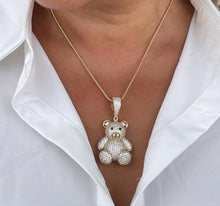 Load image into Gallery viewer, 18k Gold Filled Puffy Micro Pavê Bear Pendant
