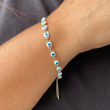 Load image into Gallery viewer, 18k Gold Filled Colorful Evil Eye Bracelet
