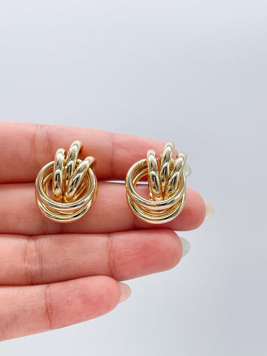 18k Gold Filled XL Multi-Rowed Knot Stud Earring, Maxi- Jewlery