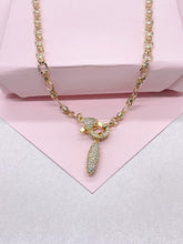 Load image into Gallery viewer, 18k Gold Filled Starburst Specialty Chain Choker with CZ Clasp and Bullet Charm
