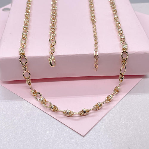18k Gold Filled 5mm Oval Sunburst Link Necklace