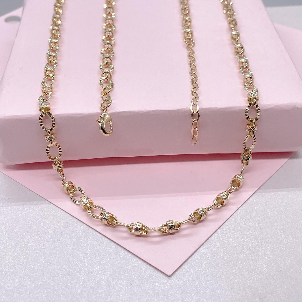 18k Gold Filled 5mm Oval Sunburst Link Necklace
