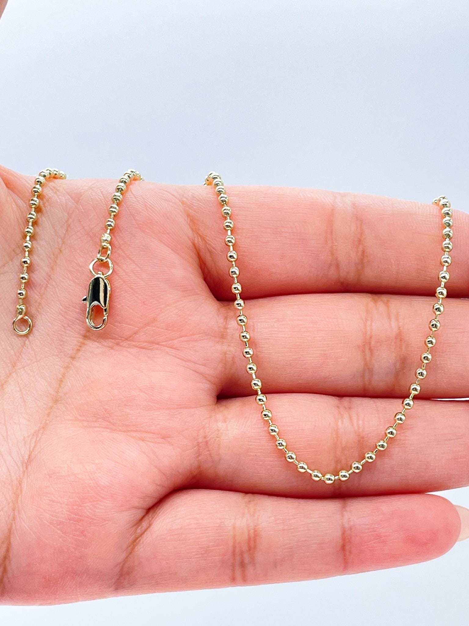 18k Gold Filled Thin Ball Beaded Chain 2 mm Thickness
