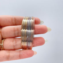 Load image into Gallery viewer, 18k Gold Filled Tri-Color Wire Layered Bangle Cuff Bracelets
