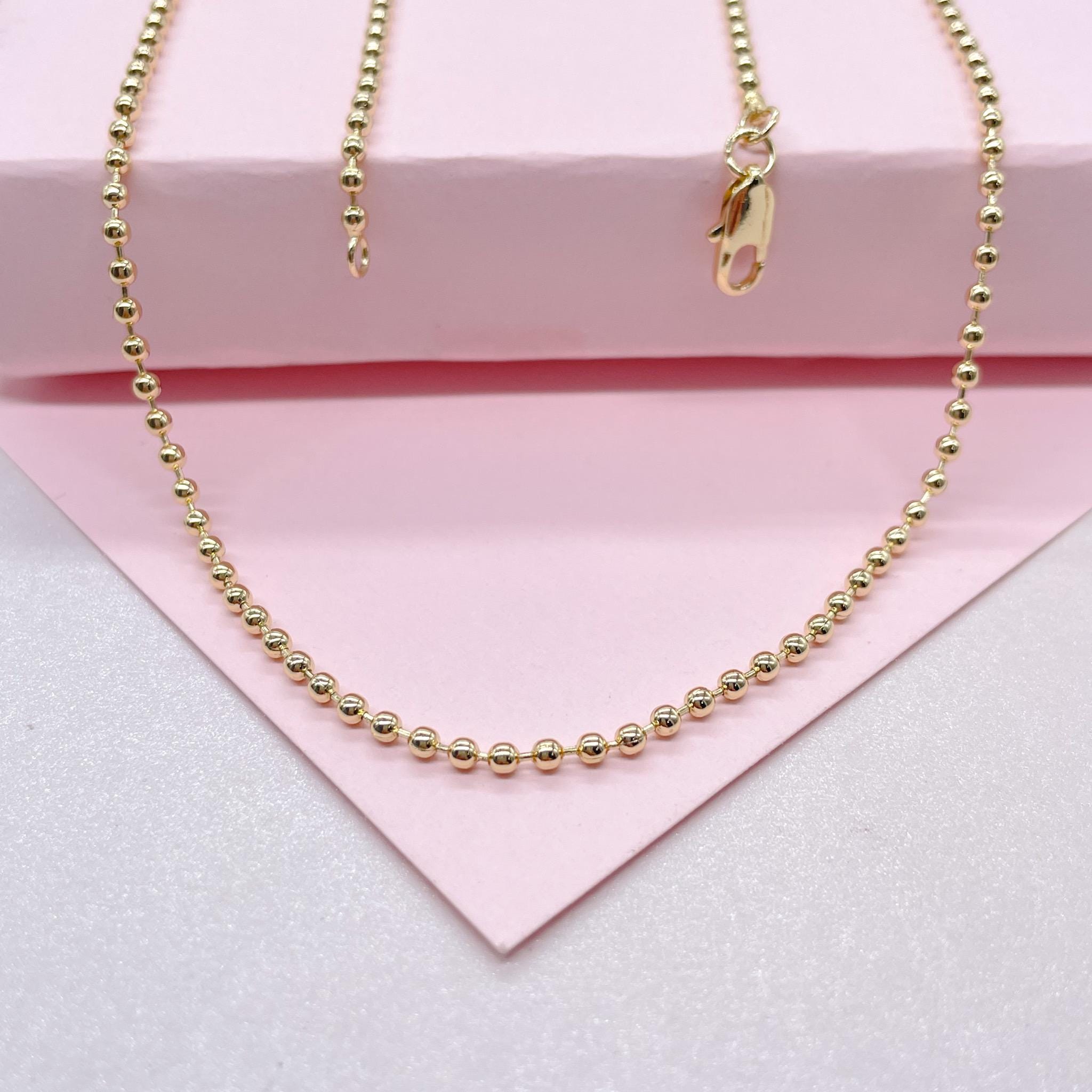 18k Gold Filled Thin Ball Beaded Chain 2 mm Thickness