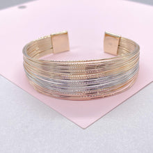 Load image into Gallery viewer, 18k Gold Filled Tri-Color Wire Layered Bangle Cuff Bracelets
