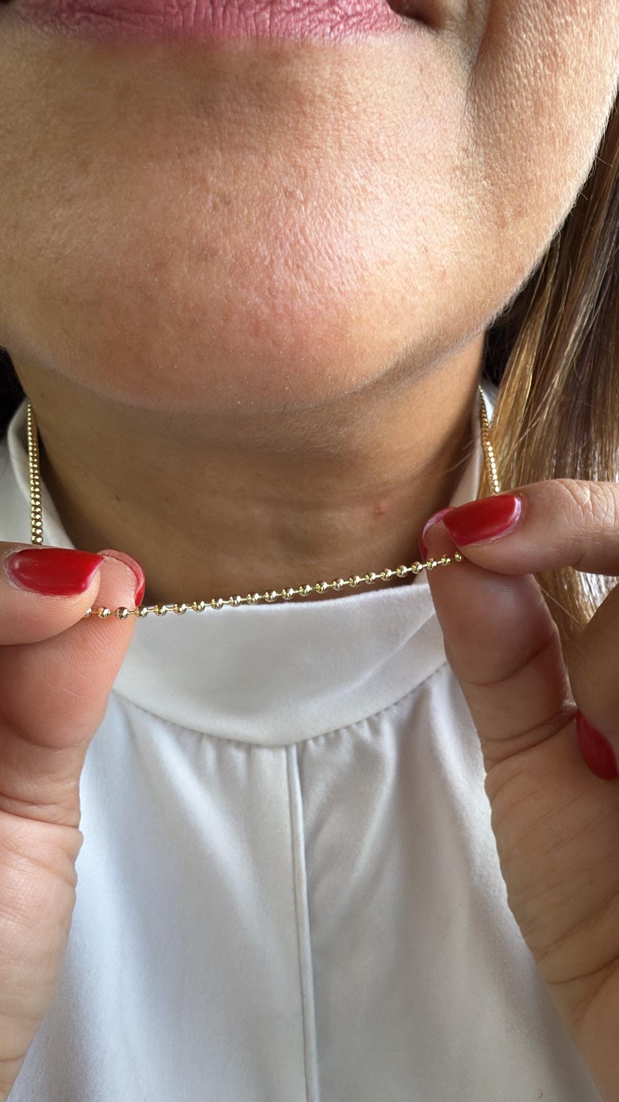 18k Gold Filled Thin Ball Beaded Chain 2 mm Thickness