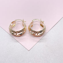 Load image into Gallery viewer, 18k Gold Filled Hoop Earrings: Shiny Diamond Cut, 9mm Thick
