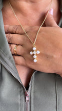 Load image into Gallery viewer, 18k Gold Filled Faux XL Puffy Pearl Style Cross Pendant
