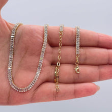 Load image into Gallery viewer, 18k Gold Filled Baguette Cubic Zirconia Choker Necklace and Bracelet Set
