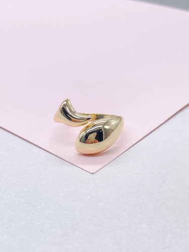 Adjustable 18k Gold Filled Smooth Plain Fish Ring