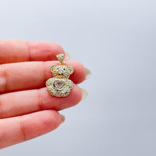 Load image into Gallery viewer, 18k Gold Filled CZ Bear Charm with Colorful Heart Center
