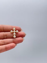 Load image into Gallery viewer, 18k Gold Filled Faux XL Puffy Pearl Style Cross Pendant
