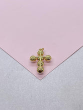 Load image into Gallery viewer, 18k Gold Filled Faux XL Puffy Pearl Style Cross Pendant
