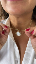 Load image into Gallery viewer, 18k Gold Filled Virgin Mary/Guadalupe Mother of Pearl Medallion Charm with Beveled CZ, Guadalupe Necklace, Virgin Mary Charm
