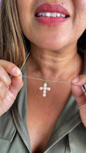 Load image into Gallery viewer, 18k Gold Filled Pearl Style Cross Pendant with gold embellishments
